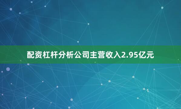 配资杠杆分析公司主营收入2.95亿元